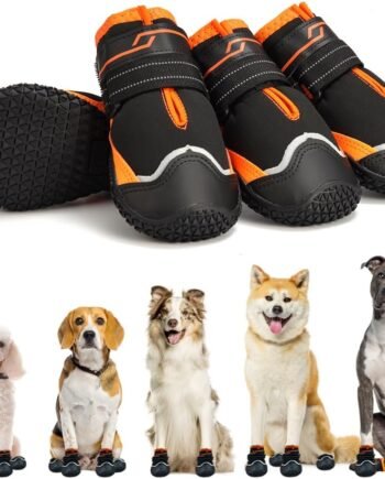 Dog Shoes for Large Dogs Anti-Slip Dog Boots & Paw Protectors for Hot Pavement Waterproof Small Medium Large Dog Booties for Rainy Day Summer Hiking Winter Snowy Day Dog Booties 4PCS