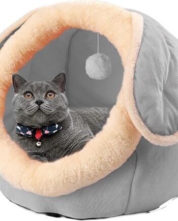 Cat Bed for Indoor Cats, Soft Washable Cat House Furniture for Kitten Tent Cave, Cute Pet Beds for Kitten Puppy (Grey)