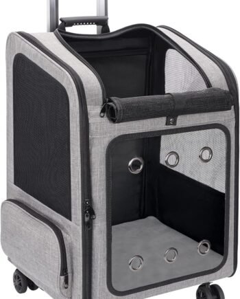Extra Large Pet Carrier Backpack with Wheels Cats Under 30 Lbs, for Dogs Puppies Rabbits Other Animals Under 25 Lbs, Great for Travel/Hiking/Outdoor Use