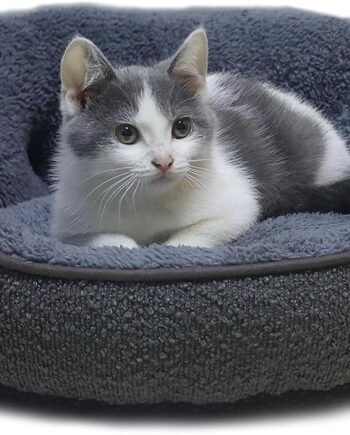 Small Dog Bed for Small Dogs, Cat Beds for Indoor Cats, Cute Round Dog Bed, Washable Dog Bed with Anti-Slip & Water-Resistant Bottom, Super Soft Pet Bed, Luxury Durable Puppy Bed Kitten Bed, Gray