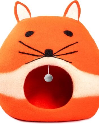 Luxurious Eco-Friendly Merino Wool Cat Cave Bed Sloth - Foldable Hideaway Pod for Indoor Cats - Premium Felt Kitten Beds - Covered Cat House for Ultimate Cozy Comfort