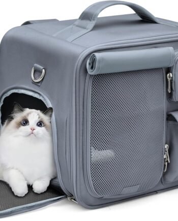 Cat Backpack Carrier Large,Pet Backpack for Dogs and Cats,AirlineApproved,Collapsible,with 3 Ventilated Windows,Designed for Travel, Hiking, Walking & Outdoor Use(Grayish Blue)