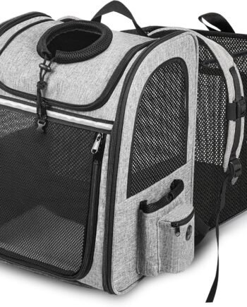 Cat Carrier Backpack, Pet Carrier Backpack Expandable for Cats Small Dogs Puppies Fit Up to 18 Lbs, Foldable Puppy Backpack Carrier with Breathable Mesh for Travel Hiking Camping