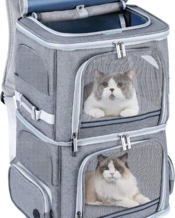 Double Cat Carrier for 2 Cats,Dog Backpack Carrier for Medium Dogs,Double Compartment Pet Carrier Backpack for Dual Pets,for Outdoor Traveling/Stroll and Picnic