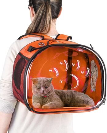 Pet Carrier Backpack, cat Carrier Bag, cat Dog Carrier Bag, Bird Carrier Bag, Backpack Carrier with Foldable Shoulder Strap, Designed for Cats and Puppies, Airline Approved, Travel, Hiking (Orange)